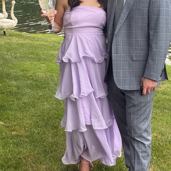 Lavender Strapless Ruffle Dress - Picture 2 of 3